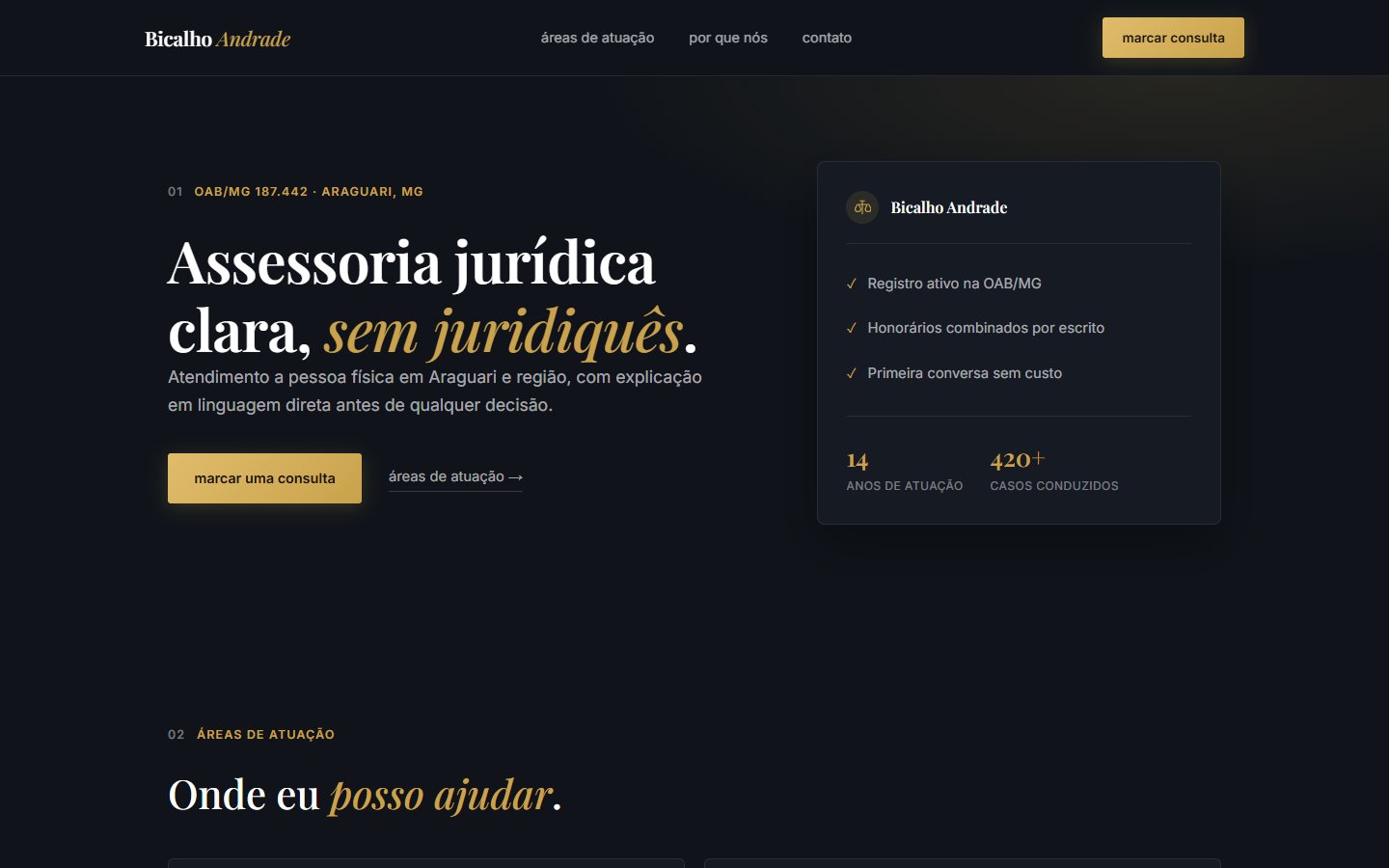 Site da Bicalho Andrade Advocacia