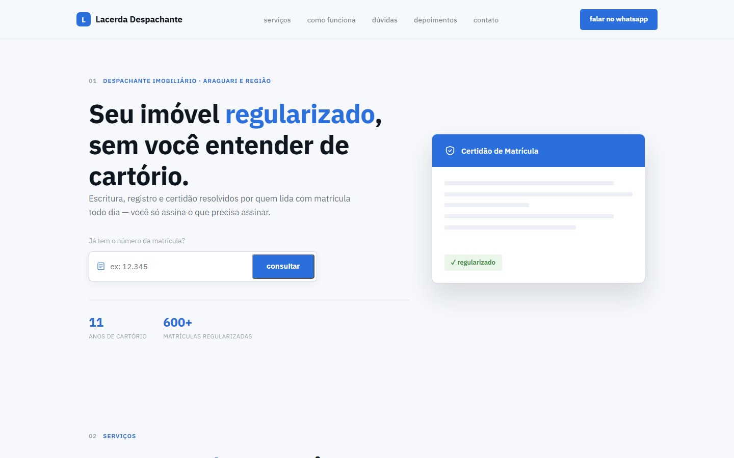 Site da Lacerda Despachante Imobiliário
